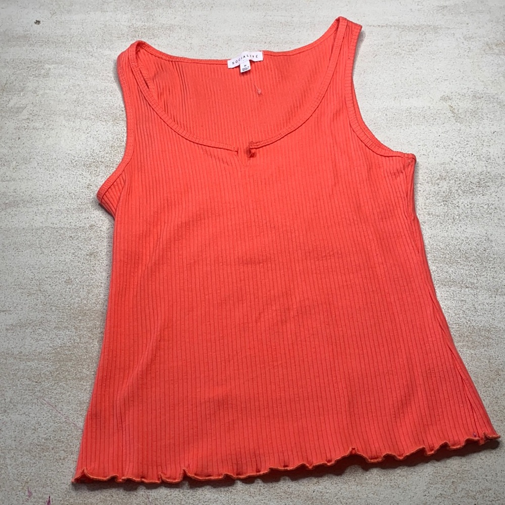 Bundle only SOCIALITE Coral Ruffle Hem Ribbed Tank Top